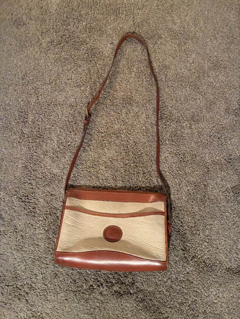 DOONEY & BOURKE Cream/Brown Pebbled Leather Medium Shoulder/Handbag/Purse